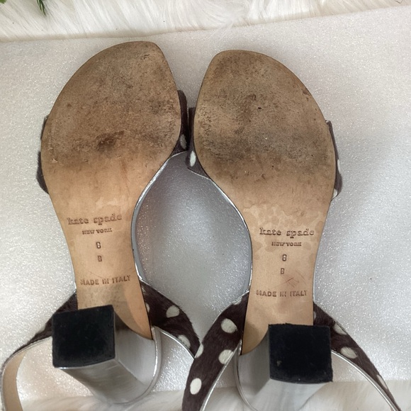 KATE SPADE NY POLKA DOT LEATHER PONY HAIR ANKLE STRAP SANDALS ITALY SZ 8 - Picture 14 of 14